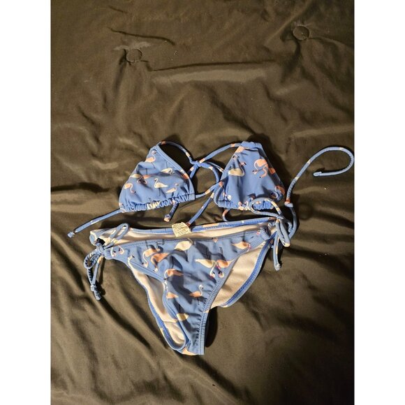 Op So Cute TIny Bikini Swimsuit Size 3/5 Juniors Flamino Print Purple - Picture 1 of 2